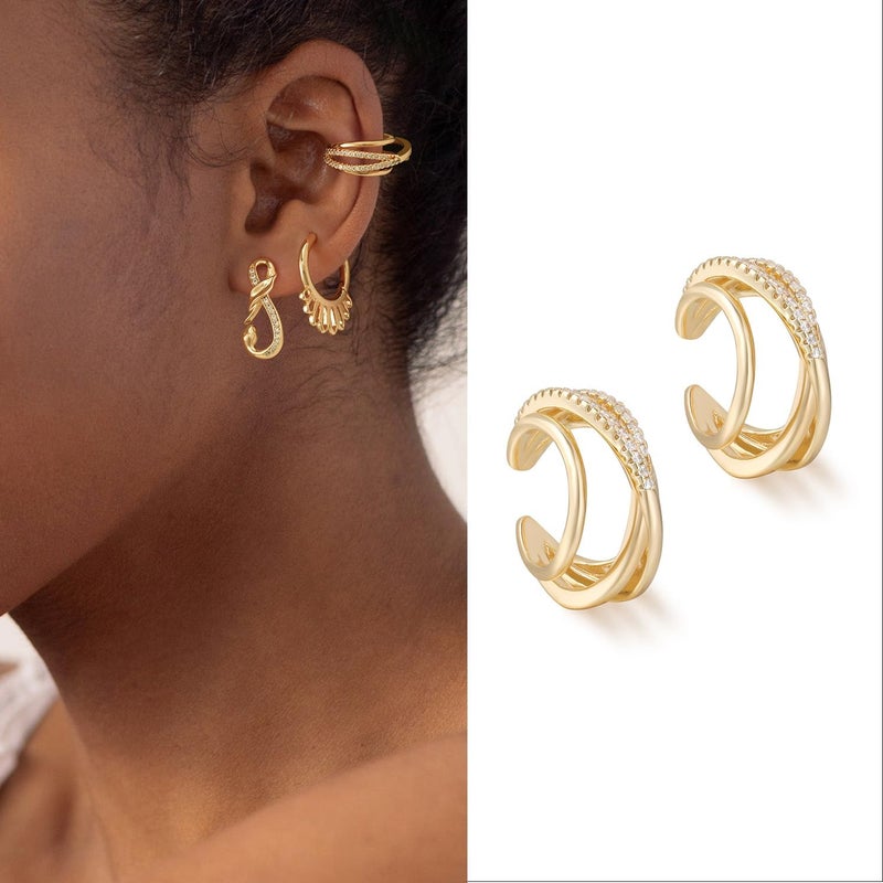 MYEARS Women Ear Cuff Earring Gold Non Pierced Ear Cartilage Clip on Wrap Hoop 14K Gold Filled Tiny Boho Beach Simple Minimalist Delicate Handmade Hypoallergenic Jewelry Gift-Sold as Single/Pair - Image 3